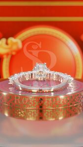 RoyStone - Cincin Wanita Moissanite Sertifikat GRA Original Lapis Emas - Lady Ring