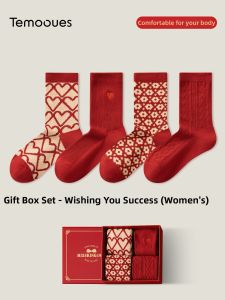 Gift For Women Anti-Odor Socks Mid Calf Red