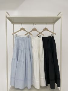 High Waist Lace Hollow out Splice Skirt Korean Style Commute Autumn 2024 New French Elegance Long Half Body Skirt for Women