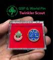 2 Pins+Case | GSP Pin + World Pin | Twinkler Star Junior Senior Scout Pins. 