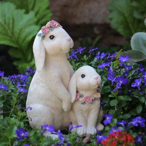 Rabbit Decorative Figurine Creative Resin Animal Shape Living Room Balcony Garden Decor Cute Healing Style Home Decoration Gift