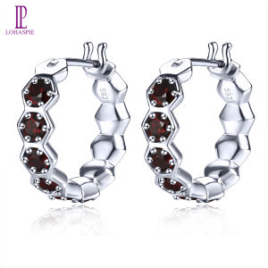 Lohaspie Jewelry Genuine 2.8 Carats Solid Sterling Silver 925 Drop Earring Original Natural Garnet Drop Earring Genuine Garnet Earrings Garnet Earring Birthstone For Women Jewelry