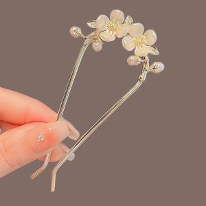 Gold Pearl Tassel Hairpin Bun Headwear Traditional Chinese Style U-Shaped Hairpin Womens Hair Accessories for Various Occasions