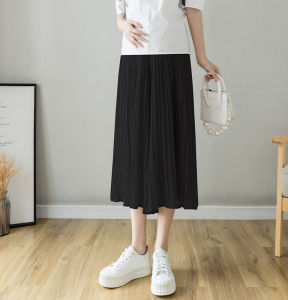 Pregnant Womens Culottes Summer Thin Outdoor All-Matching Pleated Chiffon Skirt Summer Clothes Mid-Length Fashionable Umbrella Skirt Fashion