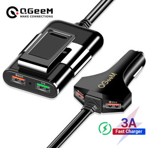 QGEEM 4 USB Car Charger for iPhone Quick Charge 3.0 Car Portable Charger Hammer Front Back QC3.0 Phone Charging Fast Car Charger