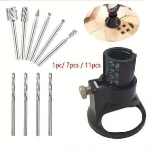 Rotary Router Milling Cutter Guide Attachment Twist Drill Bit Wood Carving Tool Kit Dedicated Locator Woodwork Tool for Dremel