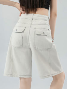 QIAOMIDUO | High Waist Loose Thin Summer Slim Fit Flared Five-Pocket Denim Shorts