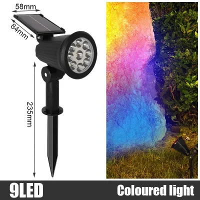 9 LED Solar LED Light Spotlights Outdoor IP65 Waterproof Lights Brightness Adjustable for Garden Backyard Driveway Patio Decor