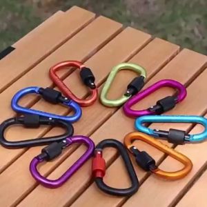 Aluminum Alloy Carabiners D-Shape Screw Gate Keychain Hooks