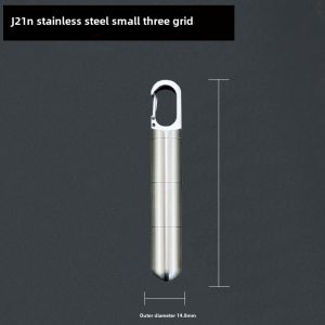 Stainless Steel Medicine Box Portable Sealed Pill Storage Box Elderly Outdoor Portable Keychain Emergency Medicine Metal Medicine Bottle