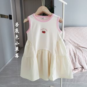 Girls Summer Sleeveless Vest Dress Korean Style mid Waist Cotton Blend Breathable Comfortable Princess Forest System Skirt