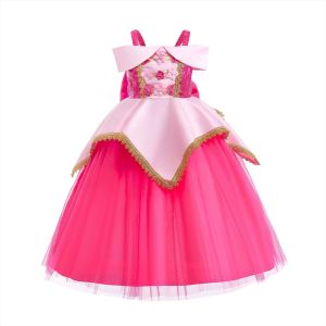 Princess Ball Gown Childrens Performance Dress Girls Dress Short Sleeve Summer Skirt for 8 Years Old Kids Sleep Beauty Ariel