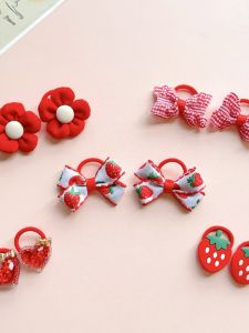 Baby Hair Accessories Small Size Elastic Bands Girls Thumb Loop Hair Ties Non-Damaging Fabric Cartoon Design Baby Elastic Rings