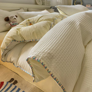 Kiss Dear | Waffle Cotton Sheet Set For Dorm All Seasons