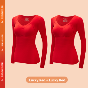 Miiow | Warmth Innerwear With Chest Pad Womens New 2024 Style Autumn Winter No Trace Single Piece Base Shirt V-neck Long Sleeve