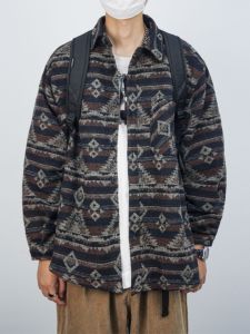 Shirt Mens Fall and Winter New Arrival Retro Ethnic Style Handsome Casual Trend Loose Thickened Work Clothes Long Sleeve Shirt Coat