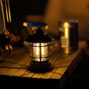 [Local Delivery] Camping Lamp USB Rechargeable Retro Lantern 1200mAh Vintage Tent Hanging Lighting Lanterns Decoration Waterproof Outdoor Garden Lawn Lamps 300 Lumens Emergency Light