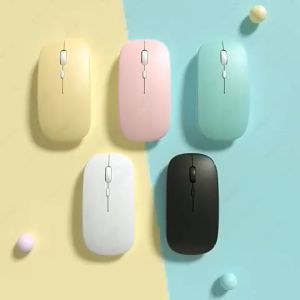 Rechargeable mice 2.4G + Bluetooth 5.0 Wireless Mute Slim Mouse Pastel Color For iPad iOS & Android Windows Tablet Laptop Smart Phones