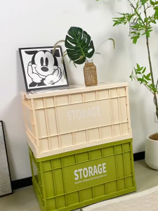 MOSHOE Outdoor Foldable Storage Box Organizer Foldable Box With Wooden Cover Car Trunk Box Organizer Camping