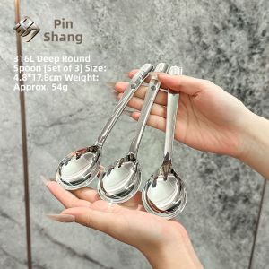 PINSHANGZUO | Elegant Home-use 316 Stainless Steel Soup Spoon