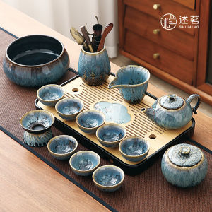 High End Ceramic Gongfu Tea Set for Home And Office Use Luxury Tea Pot Cover Bowl Tea Cups Small Tea Tray Chinese Style