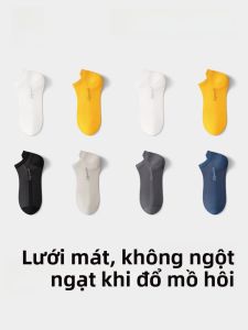 HLA | Tất ngắn kháng khuẩn chống mùi bằng vải lưới sợi tre mỏng thoáng khí cho nam mùa hè Tất cotton pha nylon nguyên chất