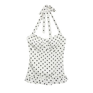 Weekend hub | Retro Polka Dot Halter Neck Tank Top Beach Wear Flounce Backless