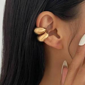 IngeSight.Z 2026 Punk Unique C-Shaped Metal Water Drop Cartilage Ear Clip Women Trendy Gold Color Earring Cuff Jewelry Gift