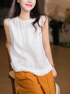 XIAOER | Relaxed Fit Linen Sleeveless Vest