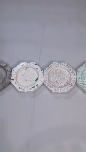 Asbak Heksagon Motif Teraso Lebar 10 cm Tinggi 2 cm Bahan Gypsum - Souvenir/ Dekorasi Rumah Lucu