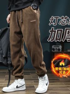 กางเกงวอร์มกีฬาคอร์ดูรอยหนาสำหรับผู้ชาย ฤดูหนาว อบอุ่น หลวม ไซส์ใหญ่ กางเกงขายาวลำลอง ทรงหลวม ทรงหลวม ทรงหลวม
