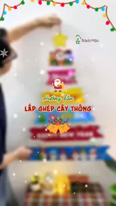 [TẶNG KÈM 4 DÂY ĐÈN LED NHÁY] CÂY THÔNG TREO TƯỜNG TRANG TRÍ GIÁNG SINH CHRISTMAS NOEL Thanh Ngang Tiếng Anh-Tiếng Việt