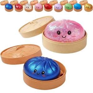 Aitemay Đồ chơi Squishy Bánh Bao long lanh Bộ 3 cái nồi hấp | Relief Tăng chậm căng thẳng & Đồ chơi giải tỏa căng thẳng chống lo âu cho trẻ em người lớn | TPR mềm