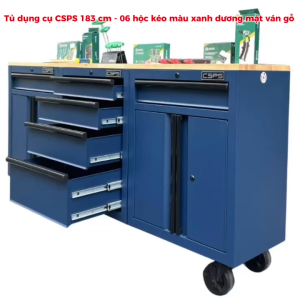 Tủ dụng cụ CSPS 183cm - 06 hộc kéo màu xanh dương mặt ván gỗ