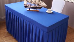 ผ้าคลุมโต๊ะ แบบสี่เหลี่ยม จับจีบสำเร็จรูป เนื้อผ้าเงา ผ้าปูโต๊ะสัมนา มีหลายสี หลายขนาดให้เลือก