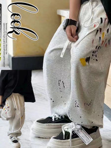 กางเกงขายาวทรงหลวมสำหรับเด็กชาย ทรงลำลอง ฤดูใบไม้ร่วง/ฤดูหนาว กางเกงขายาวลายการ์ตูน กางเกงขายาวลำลองสำหรับเด็กชาย