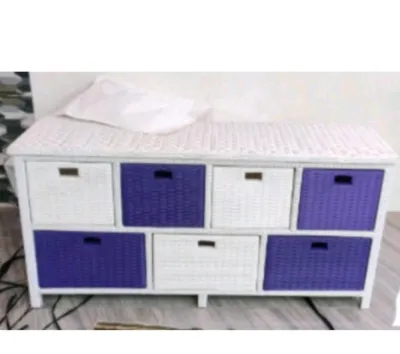 Redy Stok Lemari Laci Rotan Sintetis 7.Samping Meja Tv Rak Laci Serbaguna