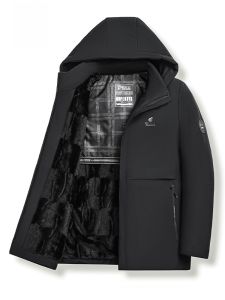 ROMON | Lomond Mens Fleece Lined Hooded Jacket Spring Autumn New Style Mid aged Dad Clothes Windproof Outdoor Cotton Jacket Coat