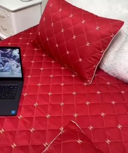 Bộ Ga Gối 3 Món Phi Lụa thương hiệu Cao Cấp Nhập Khẩu.Ga Gối Phi Lụa Trần Bông Bo Chun Phủ Kín Nệm 1Ga + 2Gối
