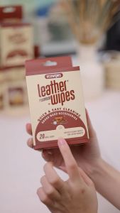 Hộp 20 gói khăn ướt lau giày da túi da ví da siêu tốc Leather EcoWipes gói 25 tờ hương quế