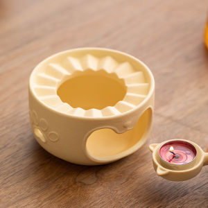 Ceramic Tea Heater Candle Small Stove Teapot Fair Cup Candle Tea Brewing Heater Base for Tea Ceremony Cartoon Cream Style