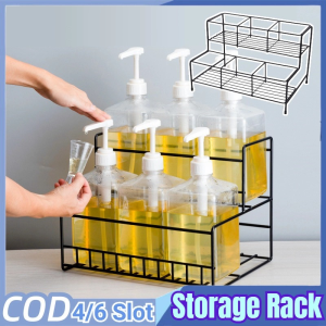 4/6 Slots Storage Rack Pantry Shelf Syrup Storage Shelves Organizer Dressing Display Stand Bottle
