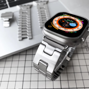 Dây đeo bằng thép không gỉ cho Apple Watch Ultra 3 2 Band 49mm 42mm 46mm Dây thép khóa bướm hình chữ H mới iWatch Series 11 10 9 8 7 6 5 4 SE 44mm 45mm 41mm 40mm 38mm