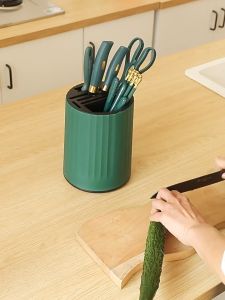 360° Rotatable Knife Holder Multifuntional Knife Rack Chopstick Spoon Fork Holder Bekas Sudu Kitchen Organizer