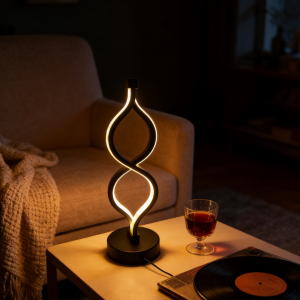 1PC Modern Twisted Infinity LED Table Lamp Minimalist Sculptural Bedside Night Light for Bedroom Living Room & Home Office Dec