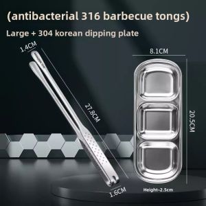 MONLEYTA | Stainless Steel Korean Style BBQ Clamp Kitchen Food Preparation Steak Self-Service Small Clamp Anti-Scalding Home Office Use