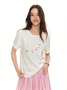 DUSHU | Floral Lettering T-Shirt
