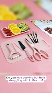 4 In 1 Chopping Board Set Stainless Steel Fruit Knife Peeler Scissor Cutting Board Kitchen Tool