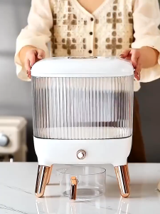 Onhand! Rice dispenser insect-proof fashion press rice bucket with measuring cup container 10KG rice bucket