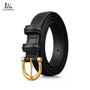 LouisWill Womens Belt Leather Belt Ladies Skinny Belt Womens All-Match Belt Fashion Casual Thin Belt Waist Belt with Zinc Alloy Buckle for Jeans Pants  Gold Decorations Leisure Belt